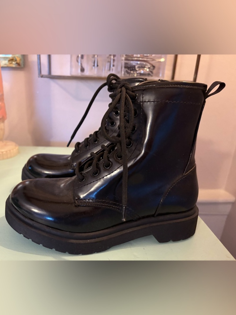 Mossimo Supply Co. Black Lace-Up Combat Boots